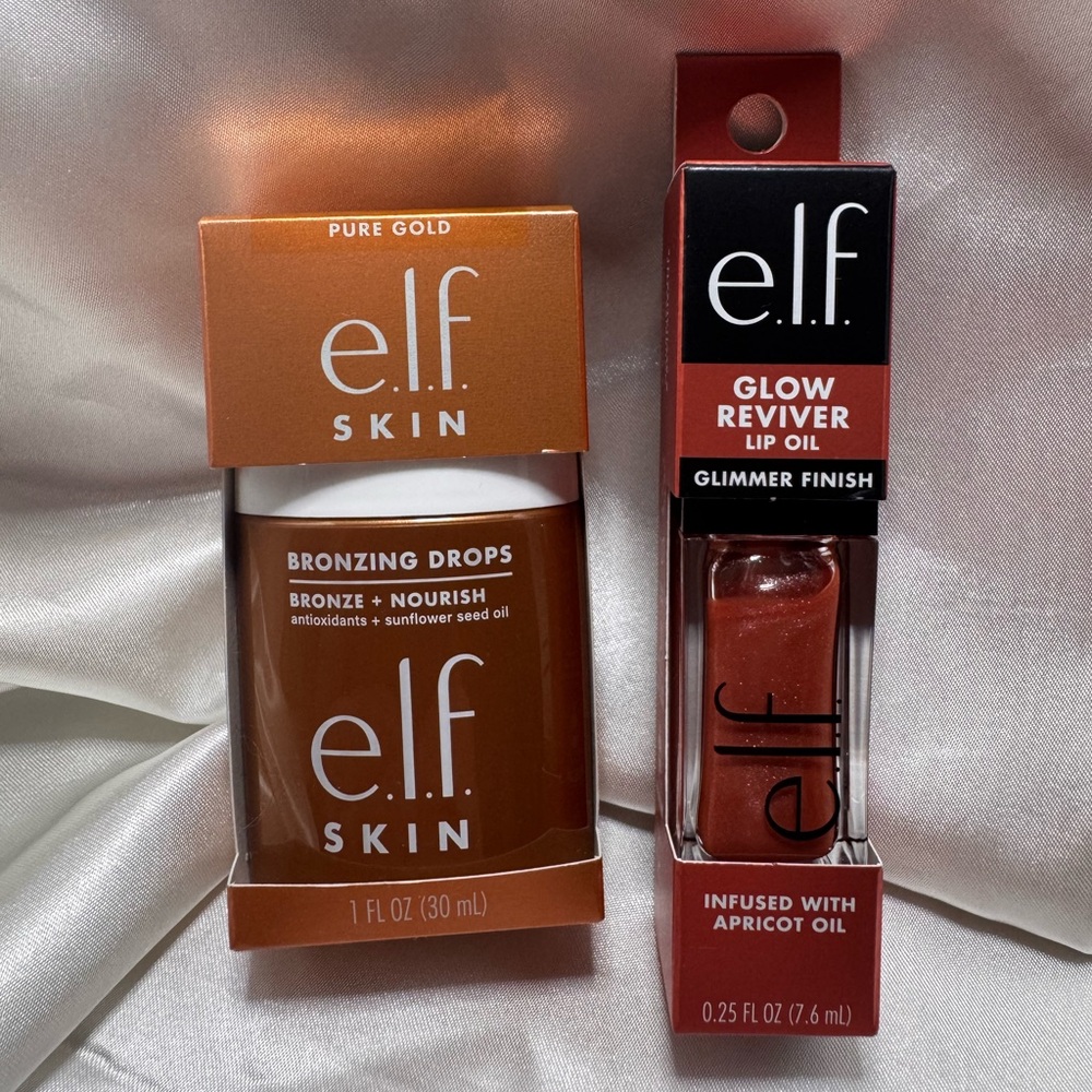 NIB e.l.f bronzing drops and lip glow reviver makeup duo